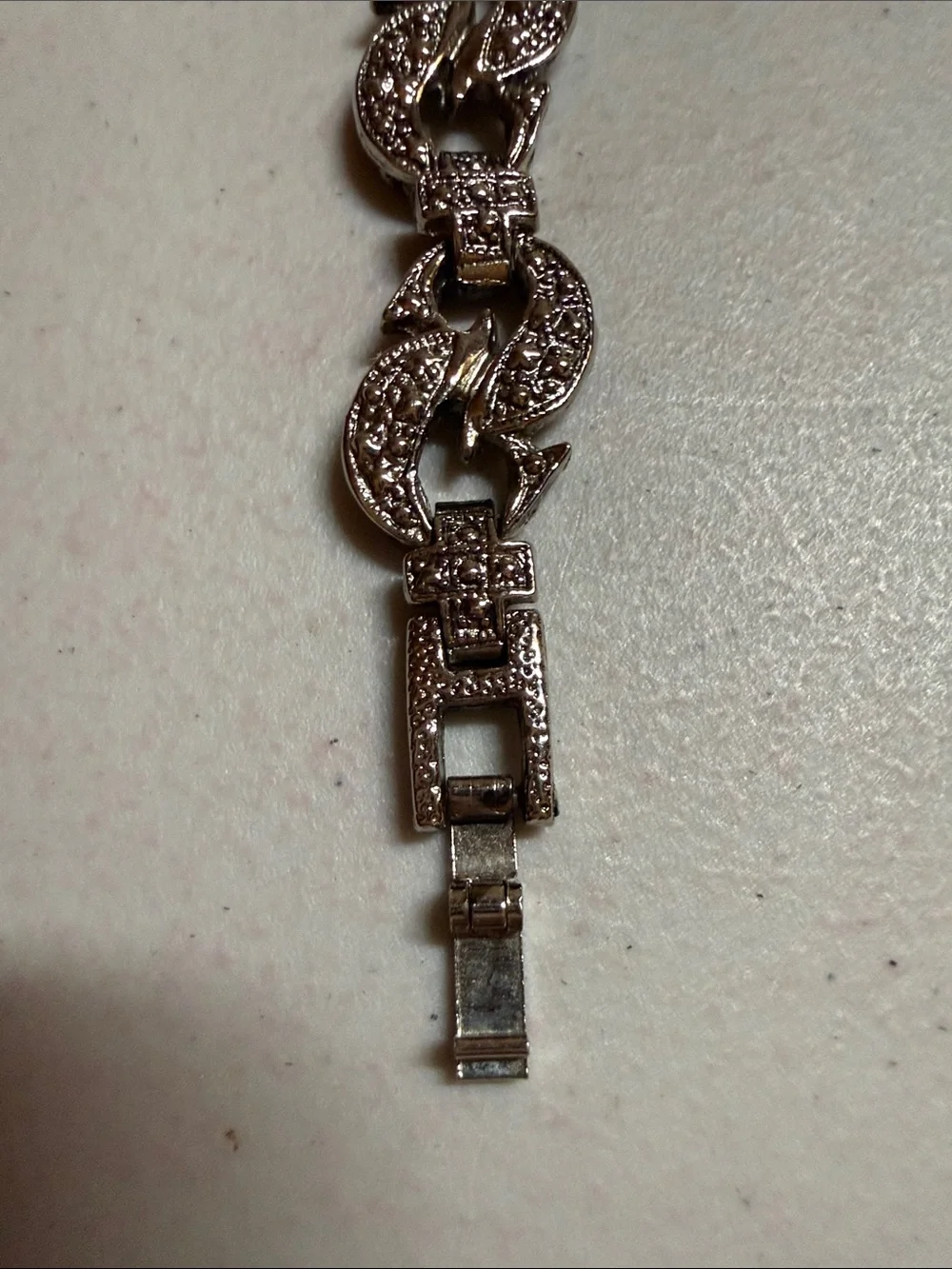 Vintage Silver-Tone Marcasite Link Bracelet Watch - Women's